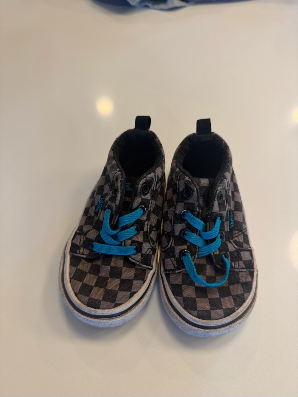 Kids Black & Gray Checkerboard Vans Sneakers